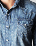 INDIGO PATTERN WESTERN MENS SHIRT