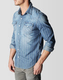 INDIGO PATTERN WESTERN MENS SHIRT